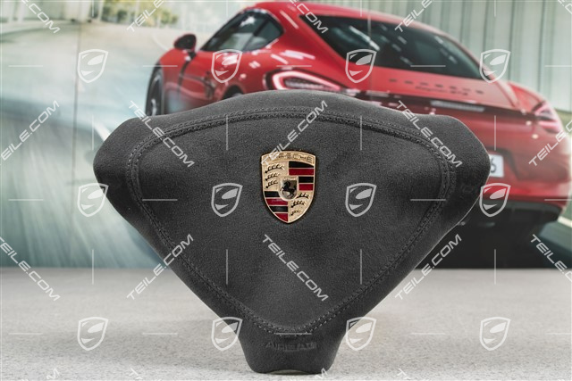 Airbag, 3-Speichen, mit farbigem Wappen, Alcantara schwarz