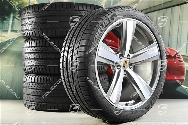 21" Exclusive Design Sport summer wheel set, wheel rims 9,5J x 21 ET27 + 10J x 21 ET19 + Michelin summer tyres 265/40 R21 + 295/35 R21, platinum silver, with TPM