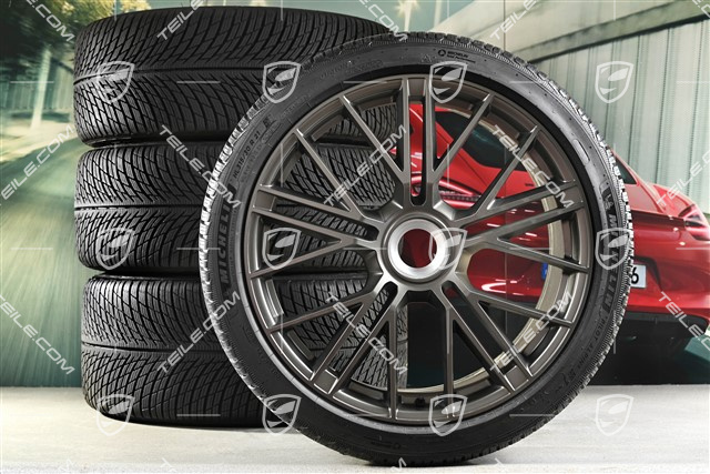21-inch Panamera Turbo S Winter wheel set, central lock, wheel rims 9,5J x 21 ET71 + 10,5J x 21 ET71 + Michelin Pilot Alpin 5 winter tyres 275/35 R21 + 315/30 R21, Turbonite