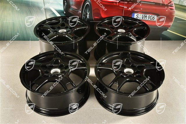 19-inch Carrera S wheel set, 8J x 19 ET57 + 11J x 19 ET67, black