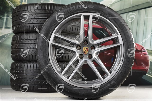 20-inch Turbo summer wheels set, rims 9J x 20 ET26 + 10J x 20 ET19 + Summer tyres, Michelin Latitude Sport 265/45 R20 + 295/40 R20, with TPMS, Titanium