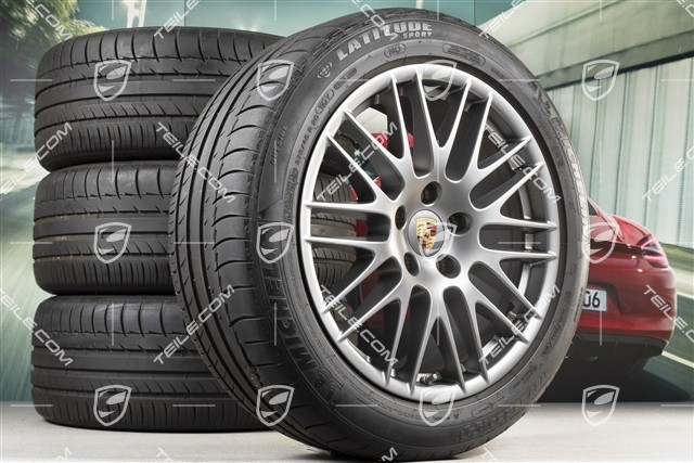 20" RS Spyder Design Sommerräder Satz, 4x Felgen 9,5J x 20 ET 47 + 4x Reifen 275/45 R 20 110Y XL, in Platinum (seidenglanz), mit RDK