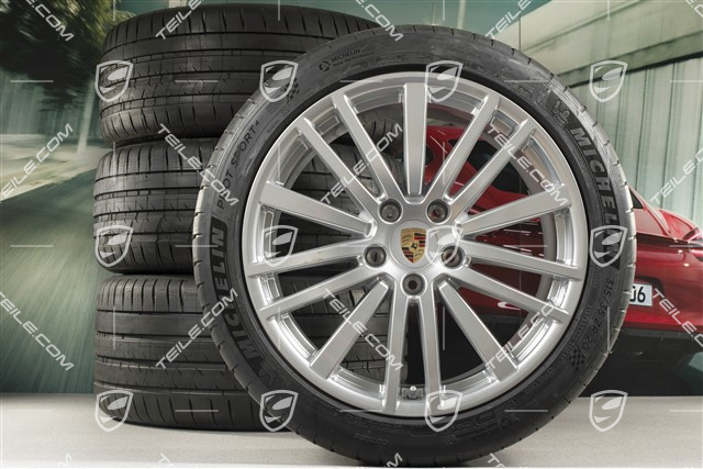 20-inch Panamera Design summer wheel set, rims 9,5J x 20 ET71 + 11,5J x 20 ET68 + Michelin summer tires 275/40 ZR20 + 315/35 ZR20, with TPM