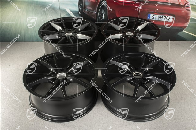 20" Felgensatz Carrera S IV, 8,5J x 20 ET49 + 11J x 20 ET56, für Winterbetrieb, C4/C4S/GTS, Schwarz Seidenmatt