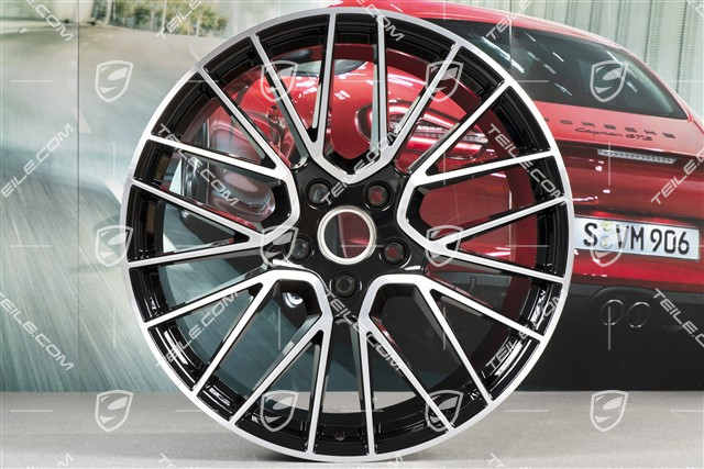 21-inch wheel rim set Cayenne RS Spyder, 11J x 21 ET58 + 9,5J x 21 ET46, black high gloss
