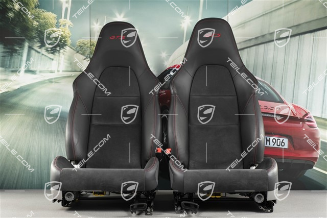 Sportsitze, manual+elektrisch einstellbar, Heizung, Leder/Alcantara, GTS Schriftzug, in Schwarz/Karminrot, Satz, L+R