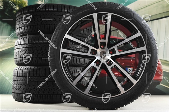 22" Winterräder Sport Design, Felgen 10J x 22 ET48 +11,5J x 22 ET61 + Continental Winterreifen 285/40 R22 + 315/35 R22, in Schwarz Hochglanz