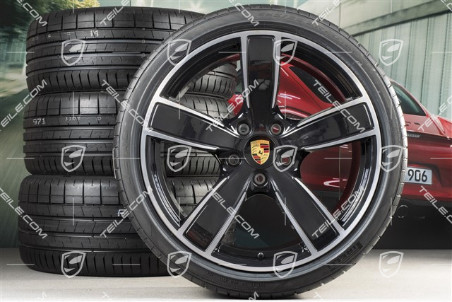 20" Carrera Sport koła letnie komplet, felgi 8,5J x 20 ET57 + 10,5J x 20 ET47 + opony letnie 235/35 ZR20 + 265/35 ZR20, z czujnikami ciśnienia, czarny wysoki połysk