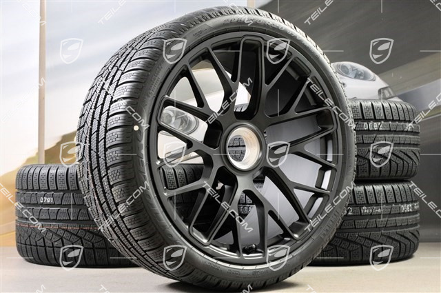 20" Turbo S central locking winter wheel set for Turbo S / GTS, wheels 8,5J x 20 ET51 + 11J x 20 ET59 + Pirelli Sottozero II winter wheels 245/35 R20+295/30 R20, TPMS, black satin mat