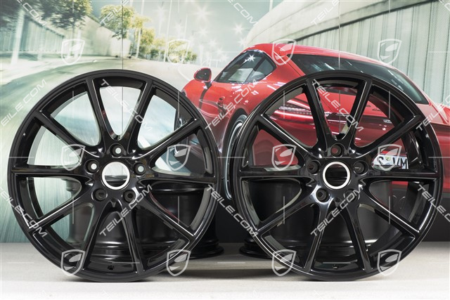 20-inch Cayenne Design wheel rim set, 10,5J x 20 ET64 + 9J x 20 ET50, black high gloss