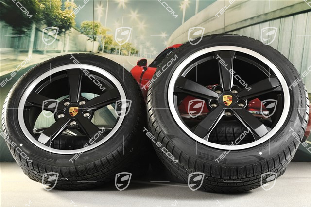19"+20" Dakar winter wheel set, wheel rims 8J x 19 ET38 + 11,5J x 20 ET68 + Pirelli winter tyres 245/45 R19 + 295/40 R20, black satin matt