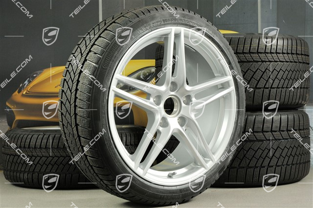 19" Winterräder Satz "Carrera", Felgen 8,5J x 19 ET50 + 11J x 19 ET77 + NEUE Continental WinterContact TS 830P Winterreifen 235/40 R19 + 295/35 R19