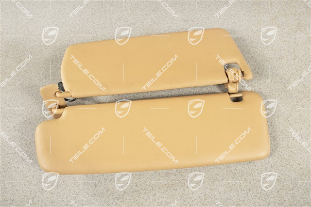 Sonnenblende, mit Spiegel, Sandbeige, Kunstleder, R