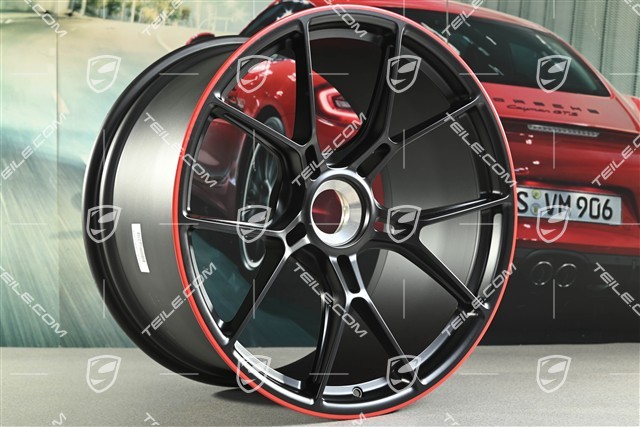 21" Felga GT3, 12J x 21 ET45, czarny satynowy półmat + czerwony rant