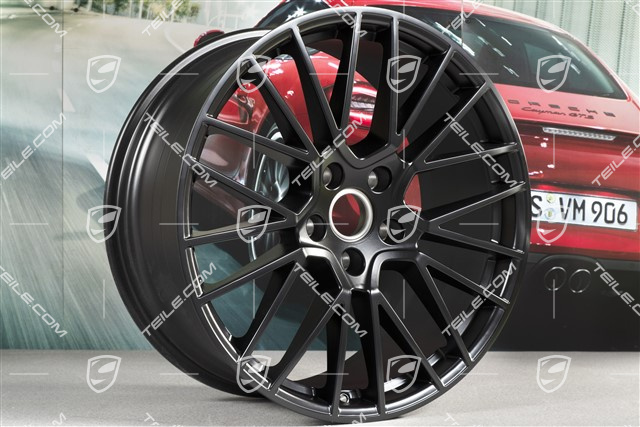 21-inch wheel rim set Cayenne RS Spyder, 11J x 21 ET49 + 9,5J x 21 ET46, for Cayenne Coupé, black satin matt