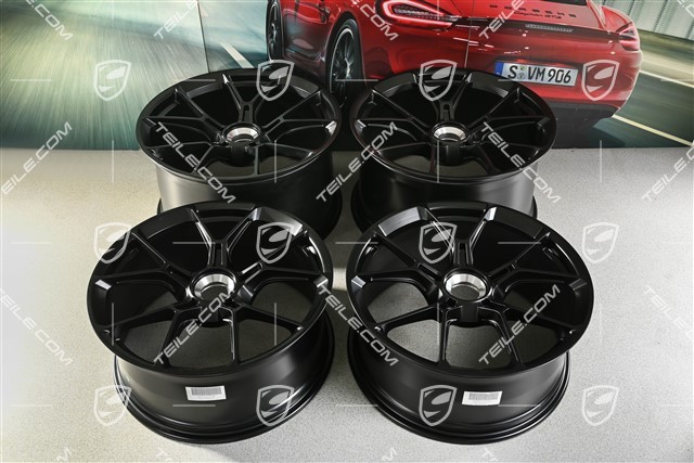 20"+21" GT3 / GT3RS, komplet felg, felgi z centralnym mocowaniem 9J x 20 ET43 + 11,5J x 21 ET46, odpowiednie do użytku zimowego, czarne satynowo-matowe