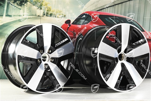 20-inch Cayenne Basis Aero wheel rim set, 10,5J x 20 ET55 + 9J x 20 ET50, black high gloss