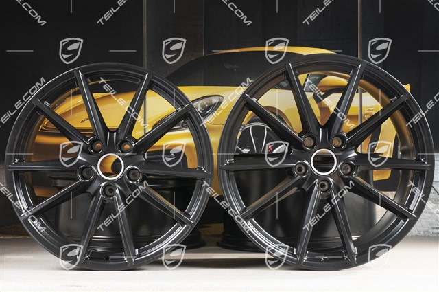 20+21-inch wheel rim set Carrera S, rims: front 8,5J x 20 ET53 + rear 11,5J x 21 ET67, black satin matt
