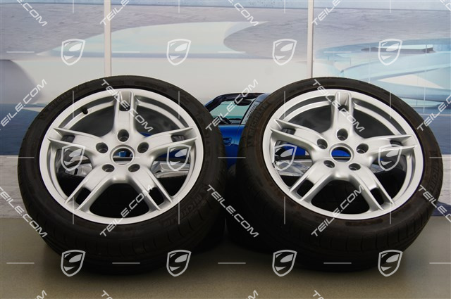 18-inch summer wheels set Boxster S, rims 8J x 18 x ET 57 + 9J x 18 x ET 43 + NEW Michelin PilotSport summer tyres 235/40 R18 + 265/40 R18