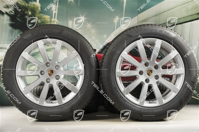 19" Cayenne S Winterräder Satz, Felgen 8,5J x 19 ET47 + 9,5J x 19 ET54 + Pirelli Winterreifen 255/55 R19 + 275/50 R19, mit RDK-Sensoren