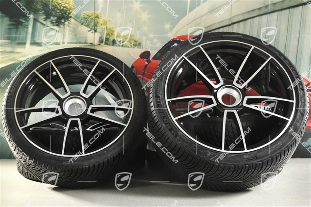 20"+21" Turbo S Winterräder Satz, Zentralverschluss Felgen 8,5J x 20 ET40 + 11J x 21 ET66 + NEUE Michelin Winterreifen 245/35 R20 + 305/30 R21