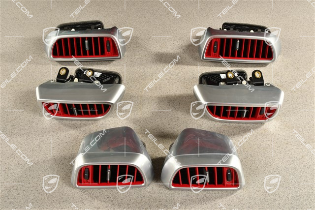 Luftdüese, set, galvano silver/rot
