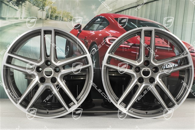 20-inch wheel rim set "Macan Turbo", 9J x 20 ET26 + 10J x 20 ET19, CMS, Titanium