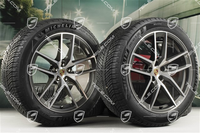 20-inch "Macan S" winter wheels set, rims 9J x 20 ET26 + 10J x 20 ET19 + NEW Michelin winter tyres 265/45 R 20 + 295/40 R 20, titanium dark/burnished, with TPMS