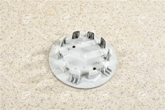 Hub cap, concave, crest coloured, Platinum Silver Metallic
