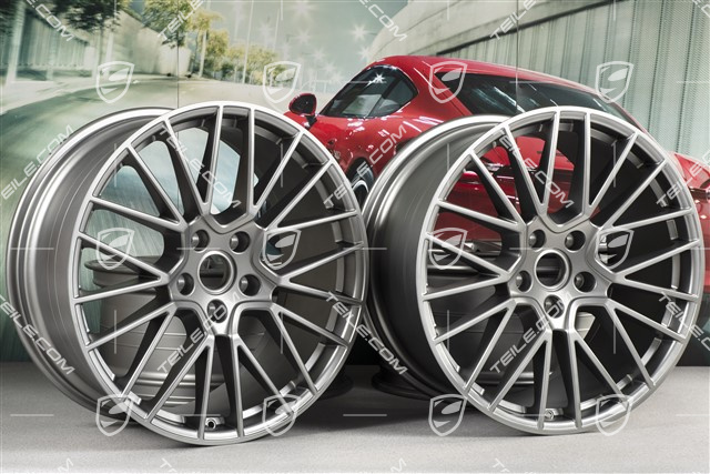 21" Felgensatz Cayenne RS Spyder, 11J x 21 ET58 + 9,5J x 21 ET46, Platinum Seidenmatt