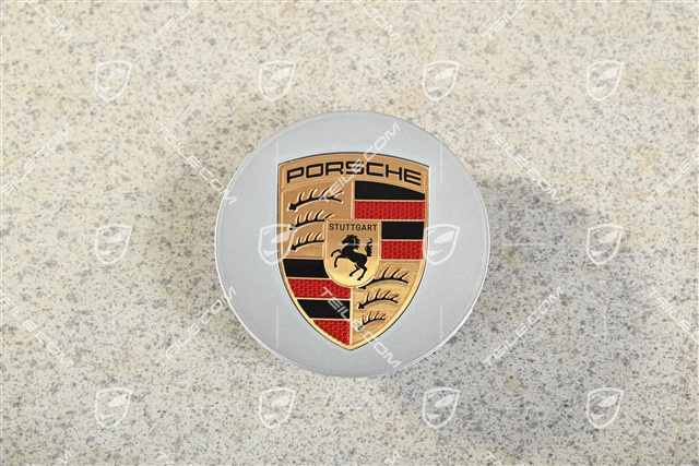 Hub cap, concave, colour emblem, bright chrome