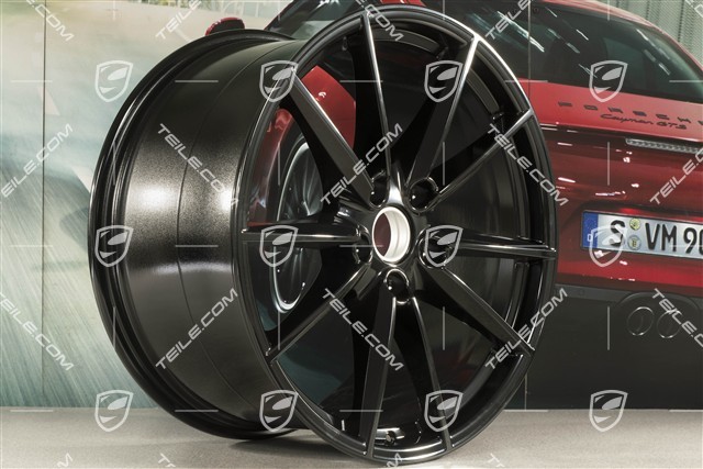 20+21-inch wheel rim set Carrera S, rims: front 8,5Jx20 ET53+ rear 11J x 21 ET66 in black high gloss