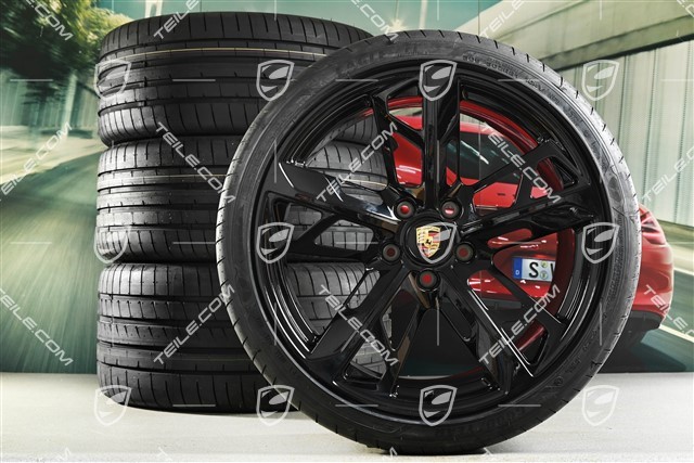21" Cross Turismo design summer wheel set, rims 9.5J x 21 ET60 + 11.5J x 21 ET66 + NEW Goodyear summer tyres 265/35 R21 + 305/30 R21, black high gloss