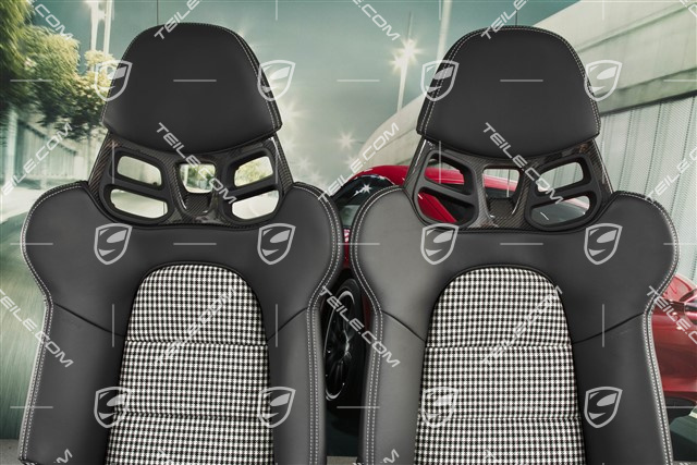 Bucket seats GT3RS / GT2RS, Carbon, leather+Pepita, black, set, L+R