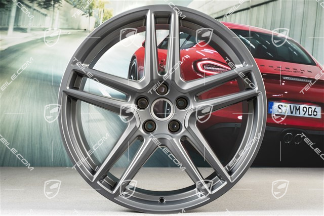 20-inch wheel rim set "Macan Turbo", 9J x 20 ET26 + 10J x 20 ET19, BORBET, platinum satin matt