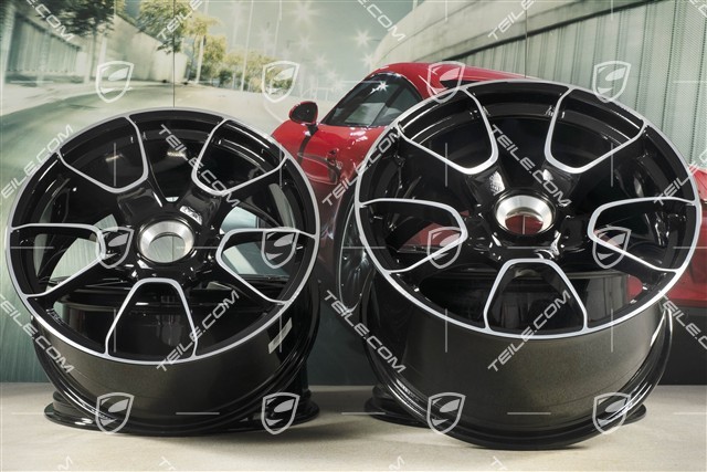 20-inch + 21-inch Turbo S Exclusive Design wheel rim set, 9,5J x 20 ET44 + 12J x 21 ET70, black high gloss