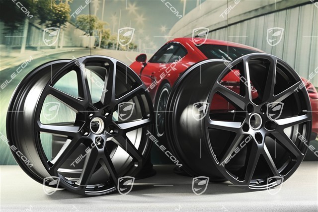 21" komplet felg Panamera Sport Design, 9,5J x 21 ET71 + 11,5J x 21 ET69, czarny satynowy półmat