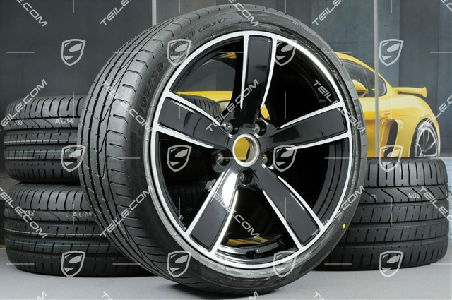 20-inch summer wheels set Carrera Sport, rims 8,5J x 20 ET49 + 11,5J x 20 ET56 + summer tyres 245/35 R20 + 305/30 R20, Jet Black Metallic