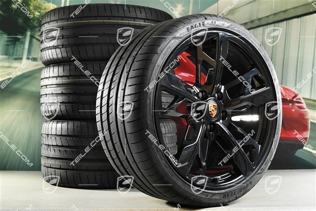 21" Cross Turismo design summer wheel set, rims 9.5J x 21 ET60 + 11.5J x 21 ET66 + NEW Goodyear summer tyres 265/35 R21 + 305/30 R21, black high gloss