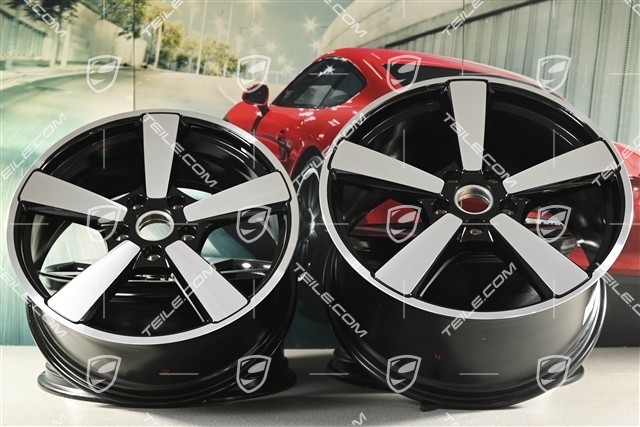 20"+21" Carrera Classic Felgensatz, Felgen 8,5J x 20 ET50 + 11,5J x 21 ET79, schwarz hochglanz