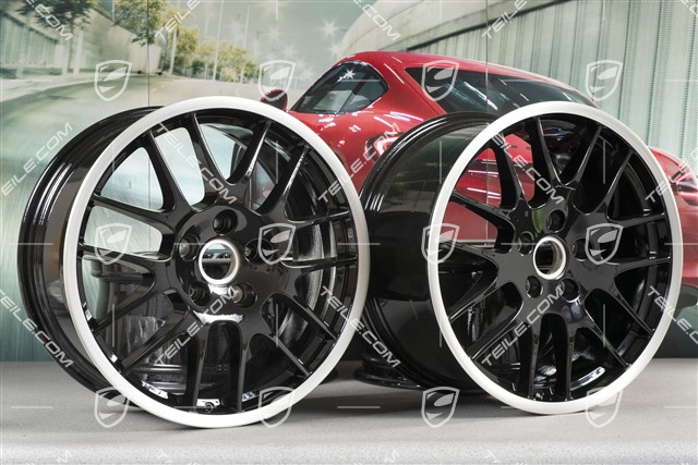 20-inch RS Spyder wheel rim set, 9,5J x 20 ET65 + 10,5J x 20 ET65, for winter tires, black high gloss + silver