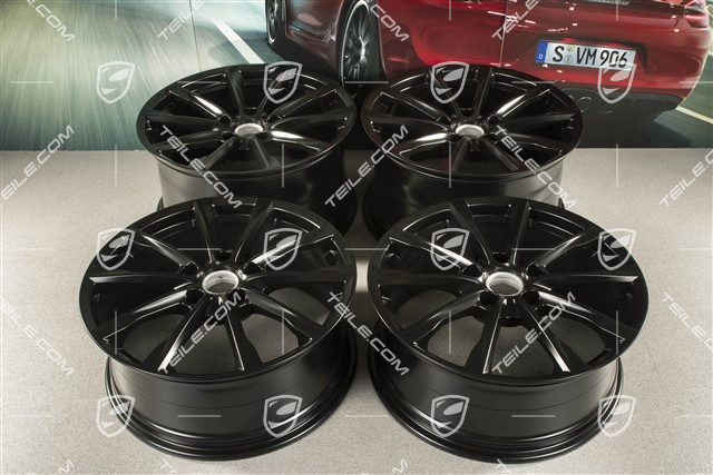19-inch Boxster S wheel rim set, 8J x 19 ET57 + 10J x 19 ET45, black silky gloss / mat