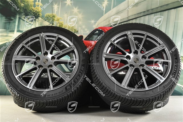 20-inch Panamera Turbo Winter wheel set, wheel rims 9,5J x 20 ET71 + 10,5J x 20 ET71 + NEW Michelin Pilot Alpin 5 winter tyres 275/40 R20 + 315/35 R20, Adamantium