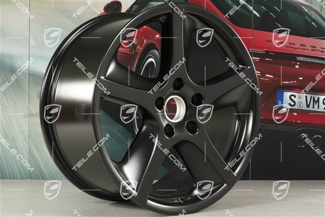 20-inch Cayenne SportTechno wheel set, front 9-inch + rear 10-inch, black satin mat