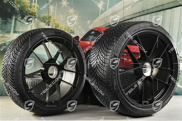 20"+21" Carrera GTS winter wheel set, with central locking, wheel rims 8,5J x 20 ET50 + 11J x 21 ET82 + NEW Michelin winter tyres 245/35 R20 + 305/30 R21, with TPMS, black satin matt