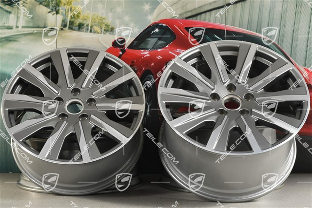 20-inch Taycan Tequipment Design wheel rim set, 9J x 20 ET54 + 11J x 20 ET60, platin silver