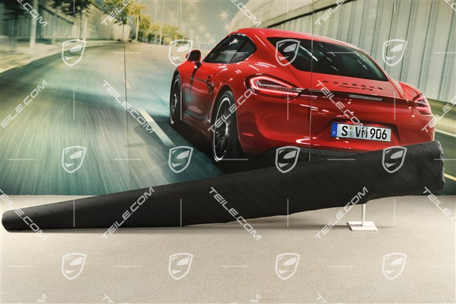 Stoff in schwarz mit Schriftzug Porsche