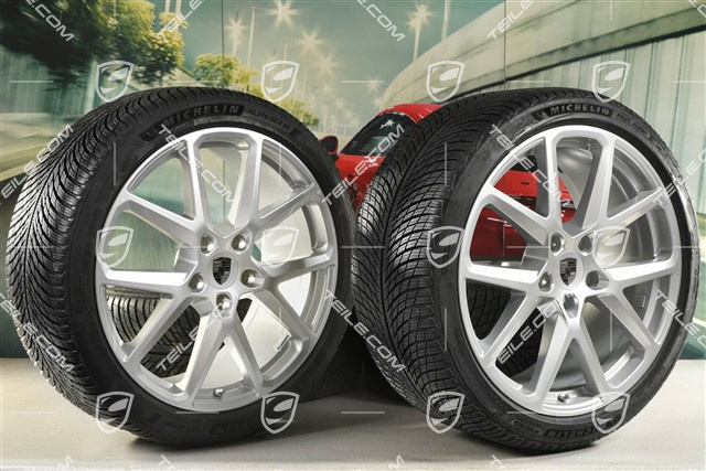 21-inch Panamera SportDesign Winter wheel set, wheel rims 9,5J x 21 ET71 + 10,5J x 21 ET71 + Michelin Pilot Alpin 5 winter tyres 275/35 R21 + 315/30 R21, silver metallic