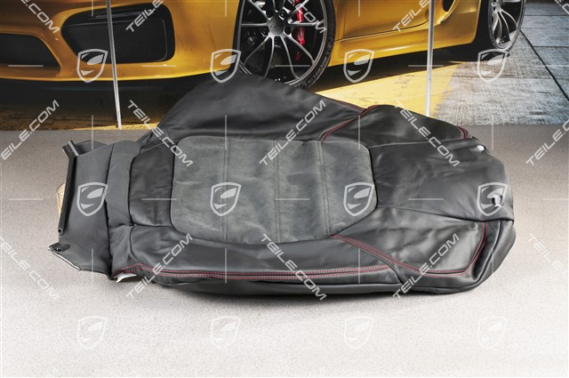 Front seat, Backrest cover, Leather / Alcantara, Black / Carmine red, GTS, L