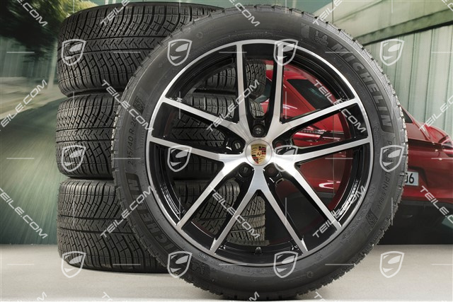 20-inch "Macan S" winter wheels set, rims 9J x 20 ET26 + 10J x 20 ET19 + NEW Michelin winter tyres 265/45 R 20 + 295/40 R 20, black high gloss, with TPMS